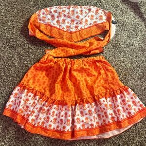 Beautiful orange and white boho shein skirt and bandeau top set🍑